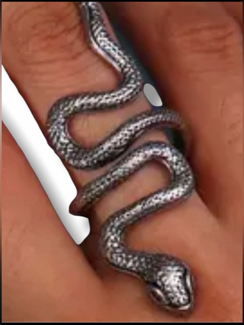 Antique Silver Long Crawling Snake Ring Witch Grunge NWT - Picture 3 of 4